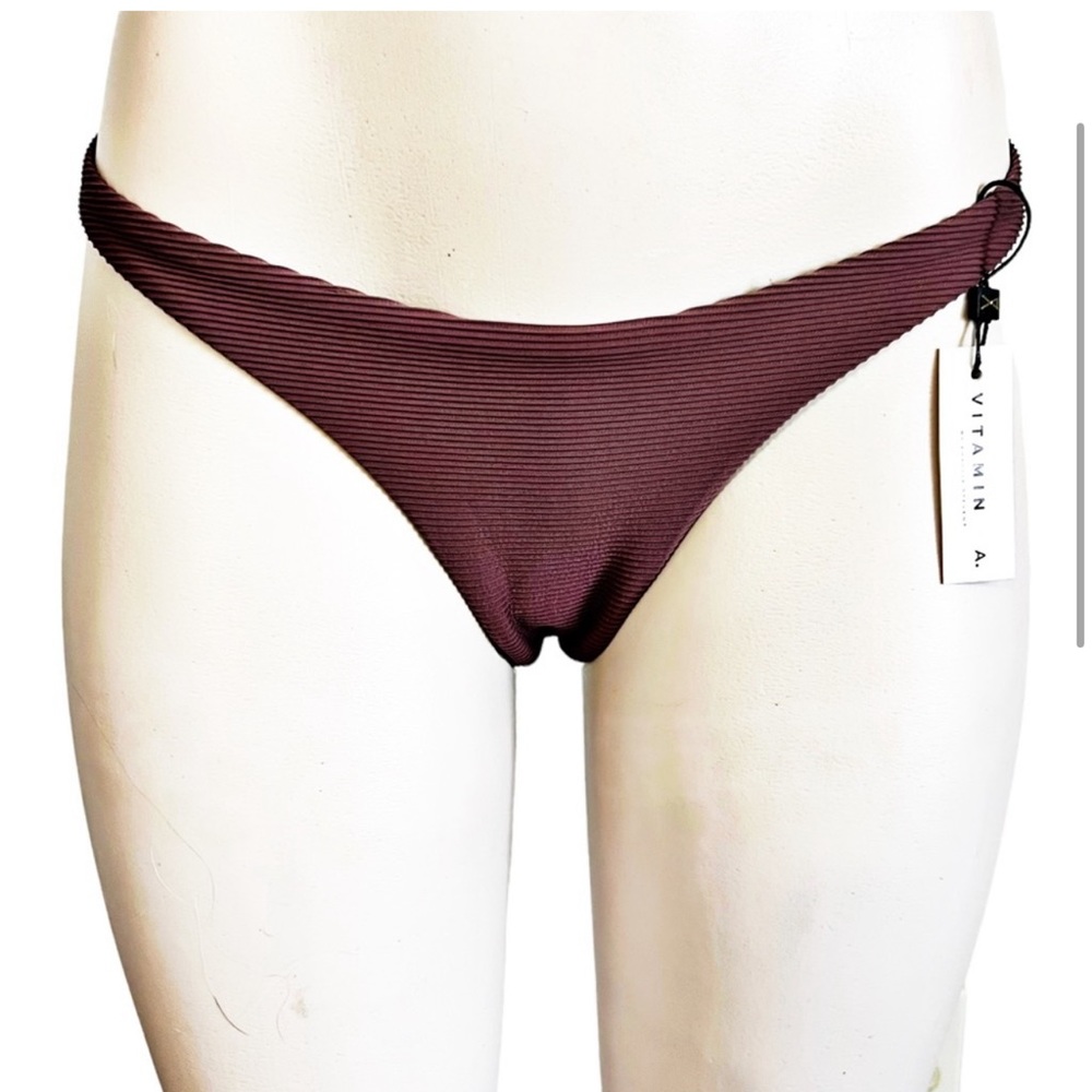 Vitamin A California High Leg Bikini Bottoms Chocolate Ecorib SZ S/6 NEW
